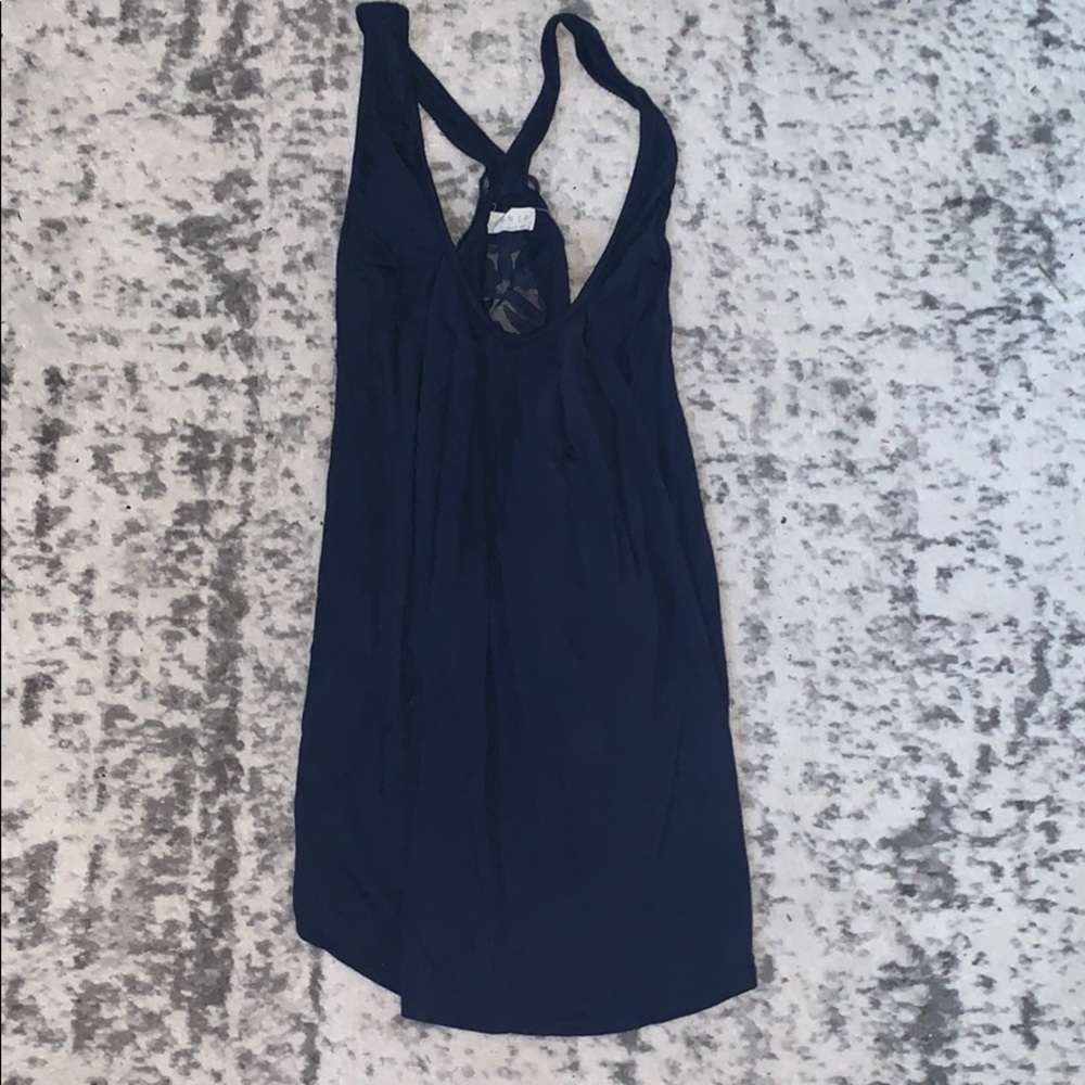 Floral Back Navy Blue Tank Top